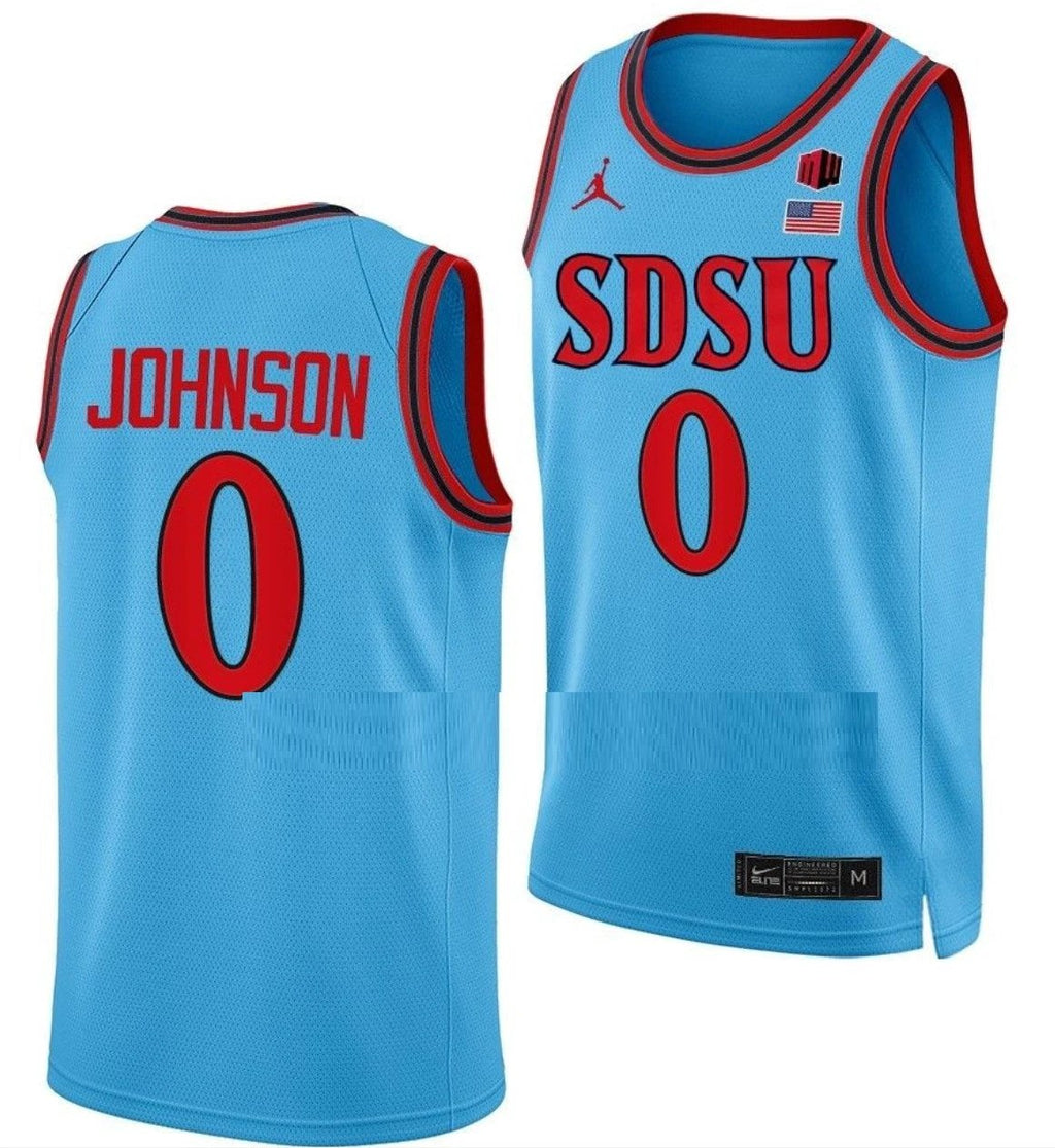 Keshad Johnson Jersey San Diego State Aztecs College Basketball Blue Alternate #0 by My store basketball