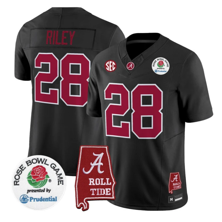 Kevin Riley Jersey #28 Alabama Crimson Tide 2026 Rose Bowl Patch Stitched by My Store NCAA Football Jerseys