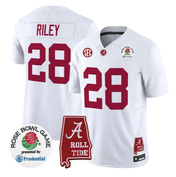 Kevin Riley Jersey #28 Alabama Crimson Tide 2026 Rose Bowl Patch Stitched by My Store NCAA Football Jerseys