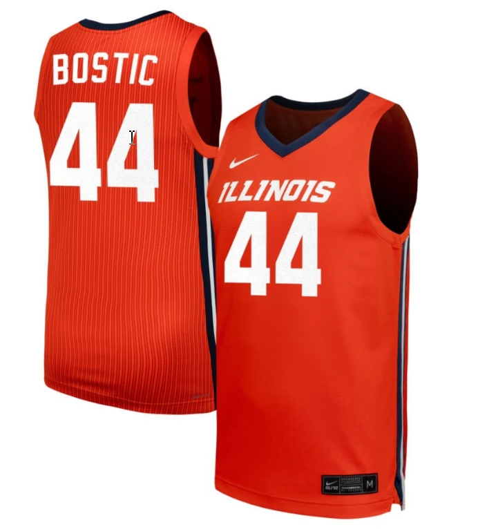 Kendall Bostic Jersey #44 Illinois Fighting Illini NIL Basketball Orange by My store basketball