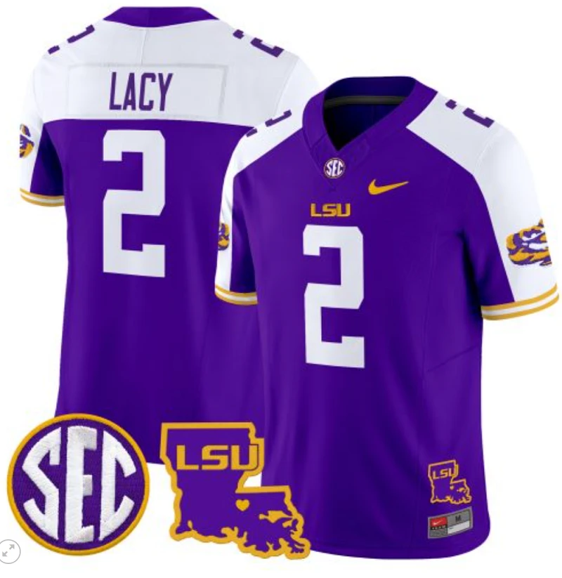 Kyren Lacy Jersey #2 LSU Tigers 2024 Louisiana Patch Vapor Limited College Football Stitched Purple Alternate by My Store