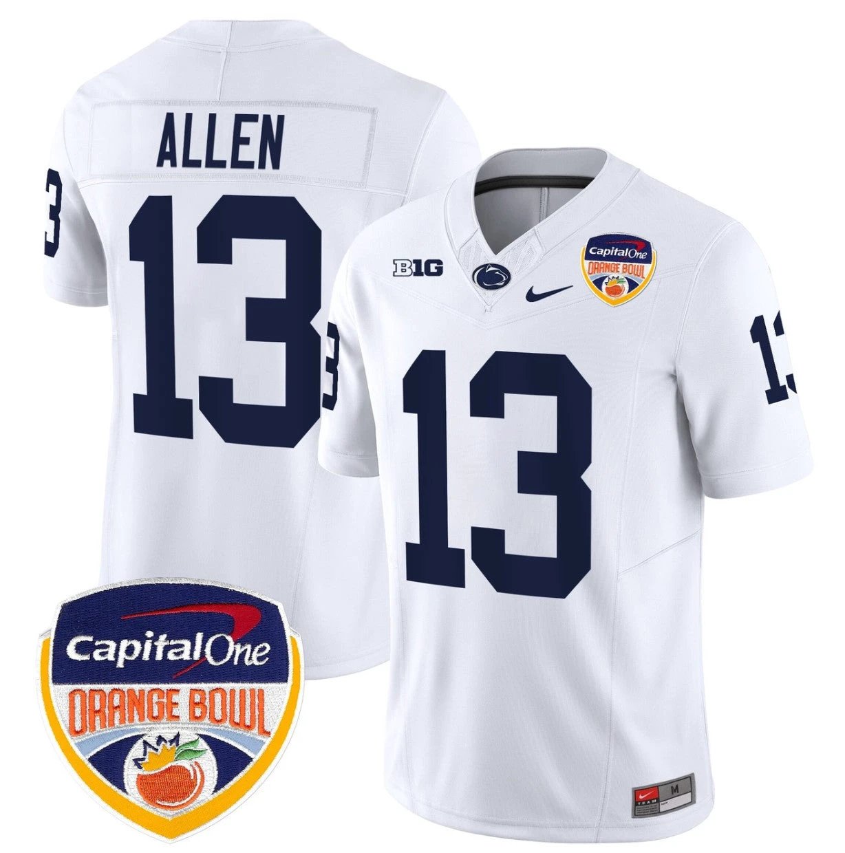 Kaytron Allen Jersey #13 Penn State Orange Bowl Patch Stitched White by NCAA Football Jersey