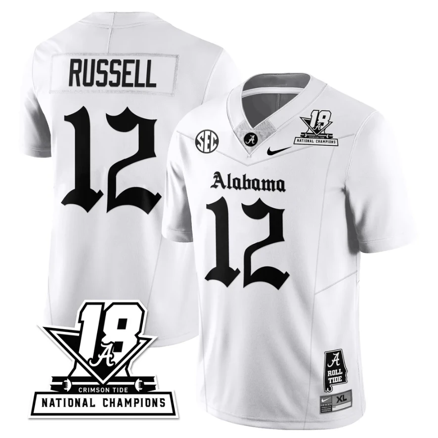 Keelon Russell Jersey #12 Alabama Crimson 18x-Time National Champions Gothic by My Store NCAA Football Jerseys