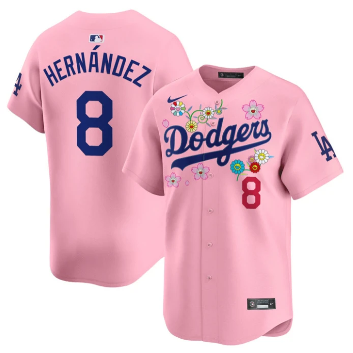 Kike Hernandez Jersey #8 Dodgers x Takashi Murakami 2025 Vapor Limited Stitched Cherry Blossom by My Store