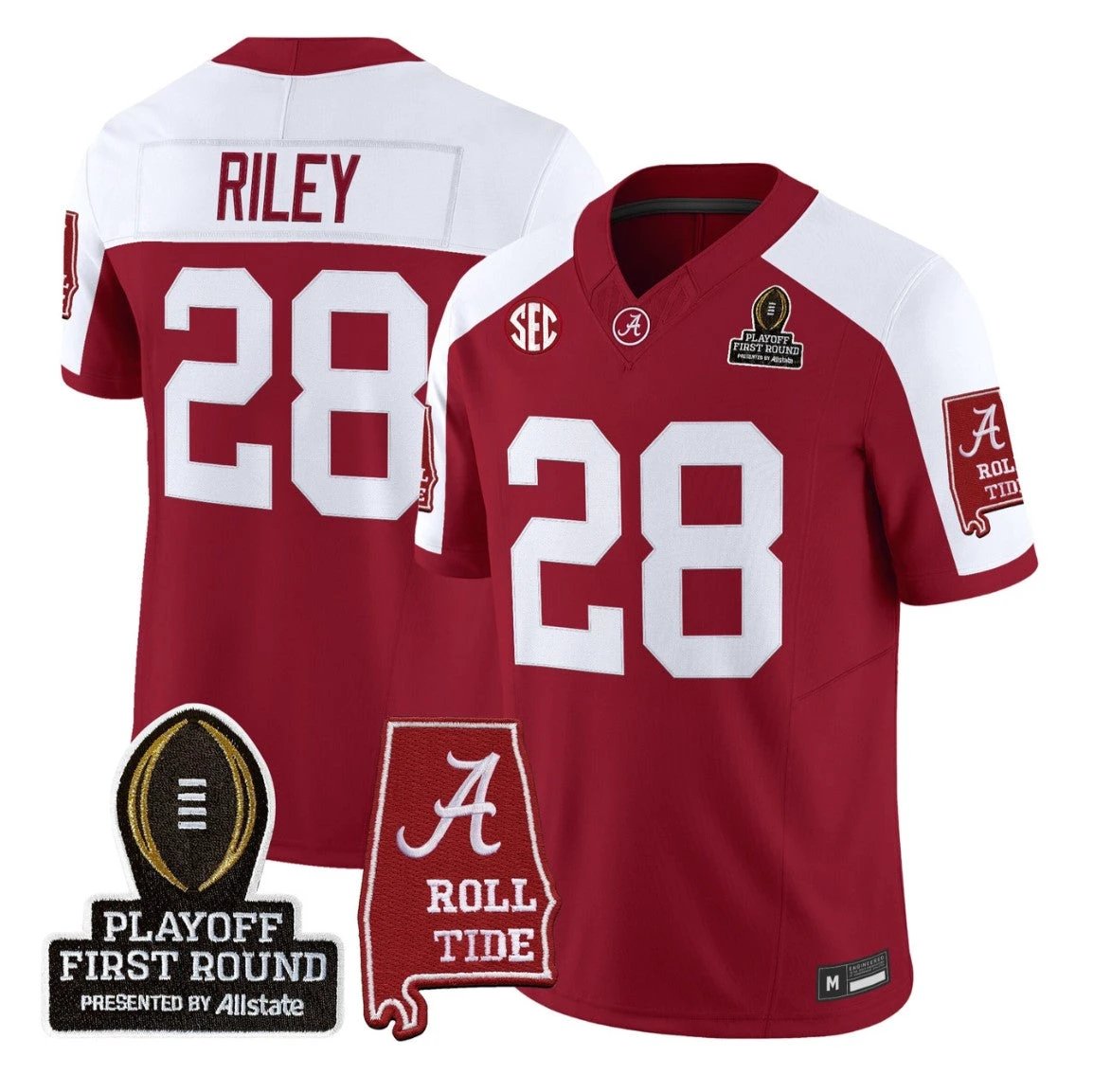 Kevin Riley Jersey #28 Alabama Crimson 2025 Playoff First Round Stitched by My Store NCAA Football Jerseys