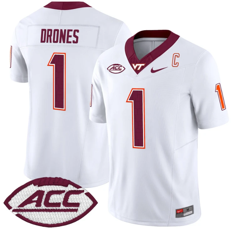 Kyron Drones Jersey #1 Virginia Tech Hokies Vapor Limited College Football White by My Store