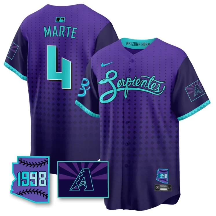 Ketel Marte Jersey #4 Arizona Diamondbacks Serpientes City Connect Stitched Purple by My Store