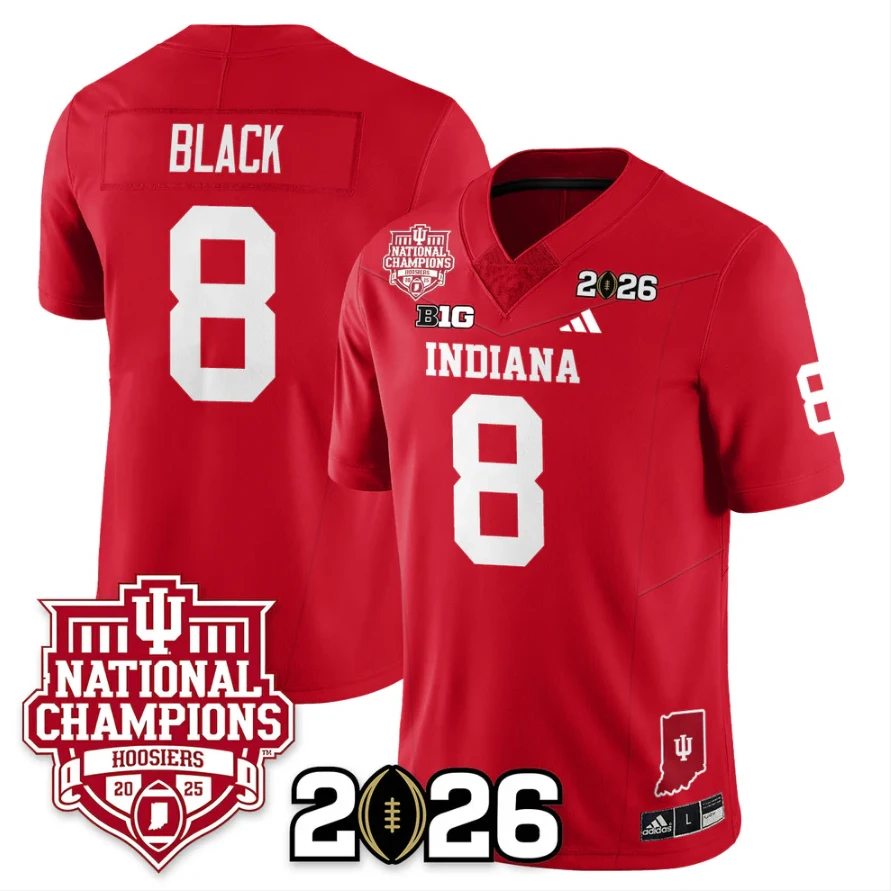 Kaelon Black Jersey #8 Indiana Hoosiers 2025 National Champions Stitched Red by My Store NCAA Football Jerseys