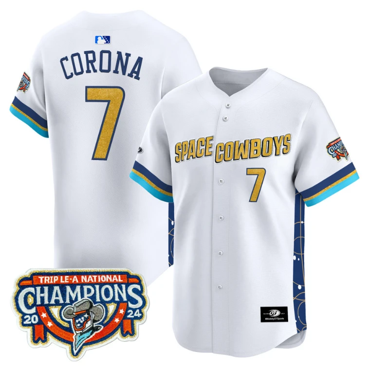 Kenedy Corona Jersey #7 Sugar Land Space Cowboys Championship Patch Vapor Premier Limited Stitched by My Store