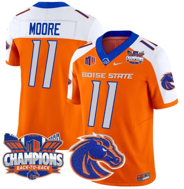 Kellen Moore Jersey #11 Boise State Broncos Back To Back Champions Orange Alternate by My Store