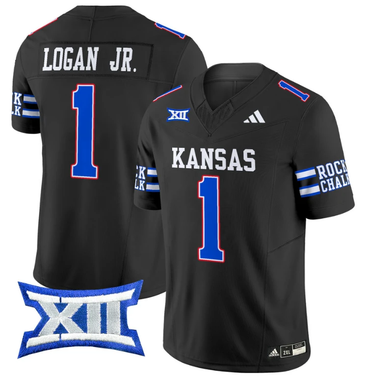 Kenny Logan Jr Jersey #1 Kansas Jayhawks 2024 Vapor College Football Vapor Limited Black by My Store