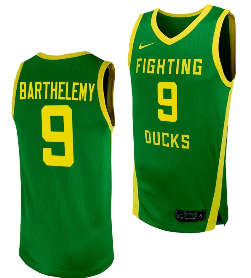 Keeshawn Barthelemy Jersey #9 Oregon Ducks Replica College Basketball uniform Green by My store basketball