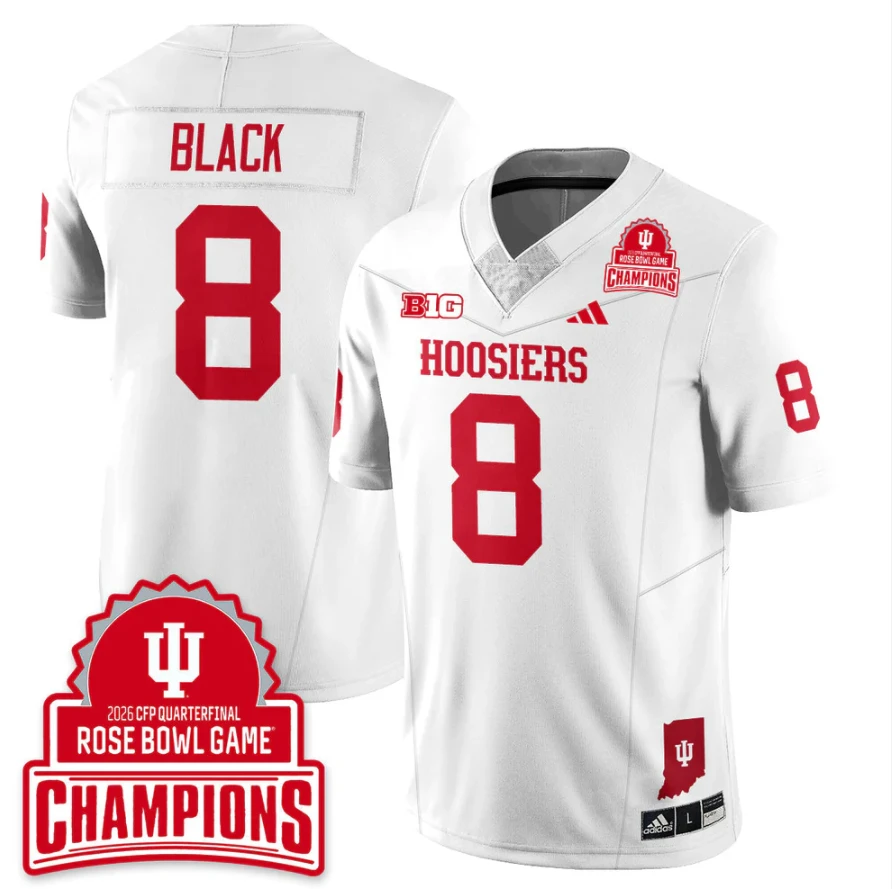 Kaelon Black Jersey #8 Indiana Hoosiers 2026 Rose Bowl Game Champions Patch Stitched by My Store NCAA Football Jerseys