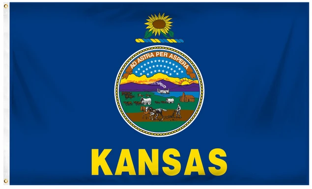 Kansas State Flag-3x5 FT-100% polyester by flagsshop