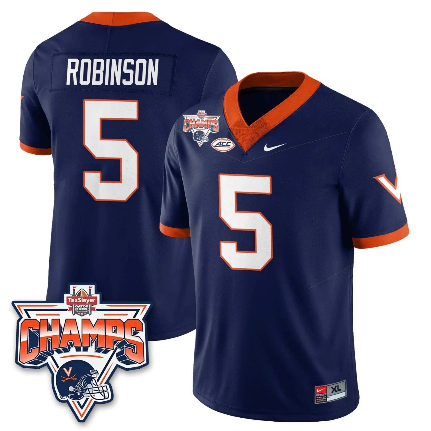 Kam Robinson Jersey #5 Virginia Cavaliers 2025 Gator Bowl Champions Stitched by My Store NCAA Football Jerseys