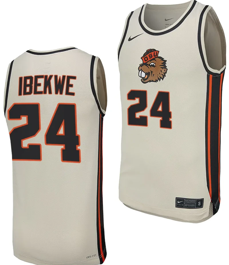 KC Ibekwe Jersey #24 Oregon State Beavers College Basketball Replica uniform White by My store basketball