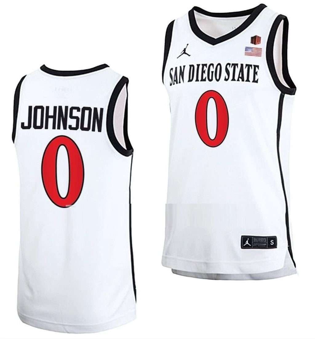 Keshad Johnson Jersey San Diego State Aztecs College Basketball Home White #0 by My store basketball