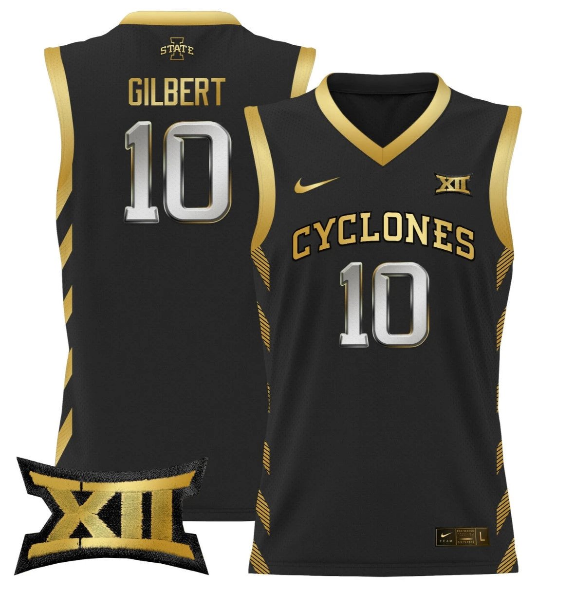 Keshon Gilbert Jersey #10 Iowa State 2024 Lightweight Basketball Black Gold by My store basketball