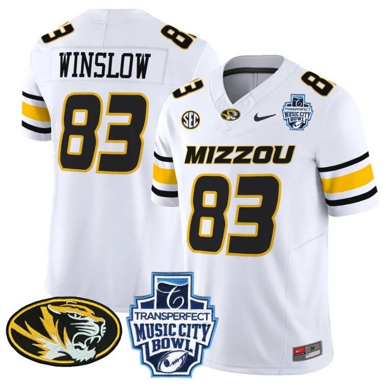 Kellen Winslow Jersey #83 Missouri Tigers 2024 Music City Bowl White by NCAA Football Jersey