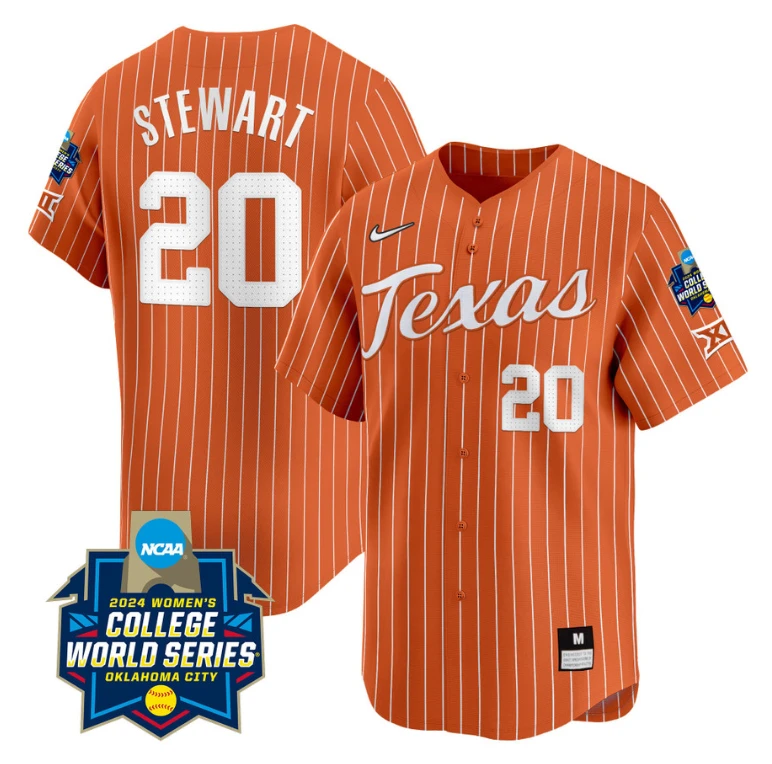 Katie Stewart Jersey #20 Texas AM Aggies 2024 College World Series Patch Vapor Premier Limited NCAA Baseball Stitched Pinstripe Orange by My Store