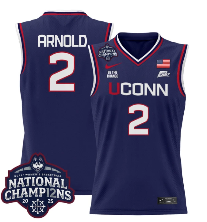 KK Arnold Jersey #2 UConn Huskies 2025 National Champions Patch Navy by My store basketball