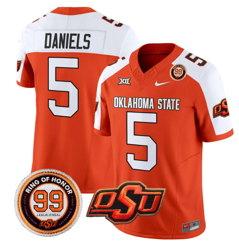Kendal Daniels Jersey #5 Oklahoma State Cowboys Leslie O'neal Patch Vapor Limited College Football Stitched Orane Alternate by My Store