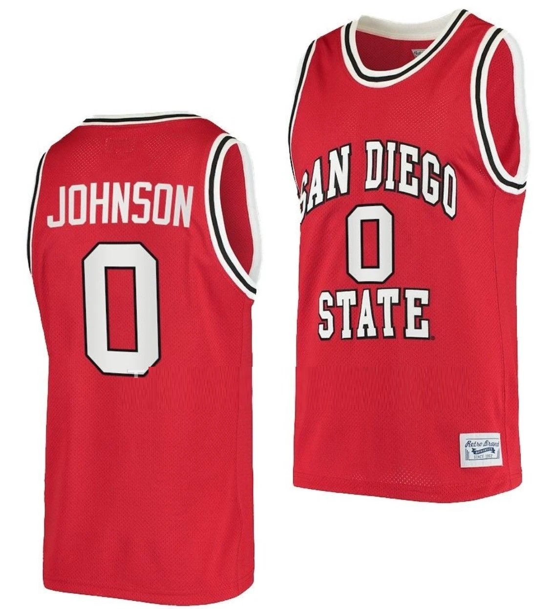 Keshad Johnson Jersey San Diego State Aztecs College Basketball Red Retro #0 by My store basketball