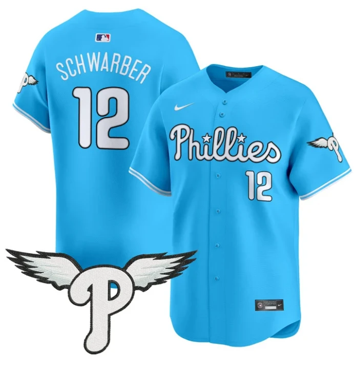 Kyle Schwarber Jersey #12 Philadelphia Phillies 2025 Vapor Premier Limited Stitched Light Blue by My Store