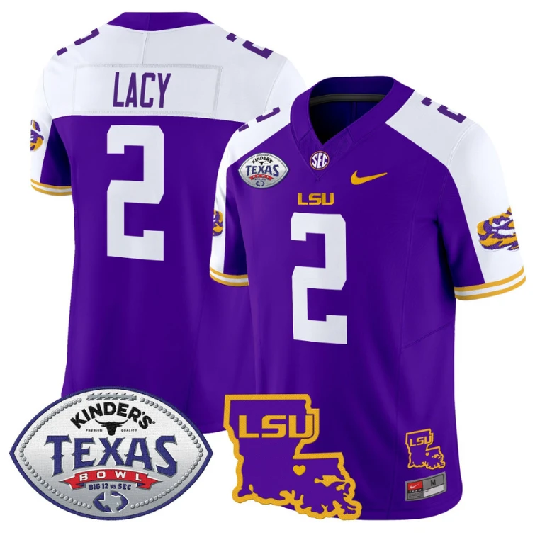 Kyren Lacy Jersey #2 LSU Tigers 2024 Texas Bowl Football Stitched Purple Alternate by NCAA Football Jersey