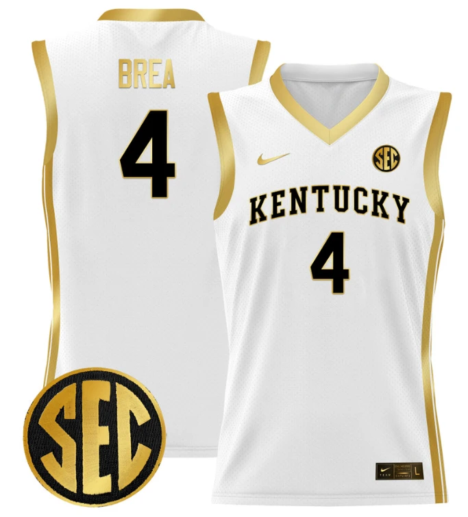 Koby Brea Jersey #4 Kentucky Wildcats Lightweight Basketball White Gold by My store basketball