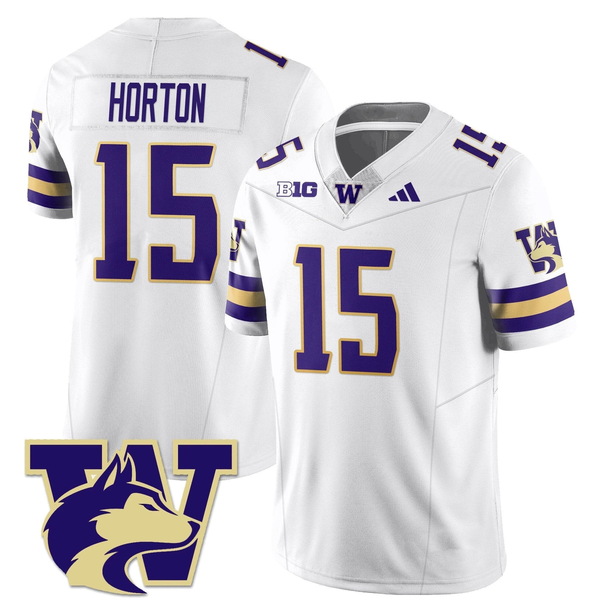 Kai Horton Jersey #15 Washington Husky Football 2025 Stitched White by My Store
