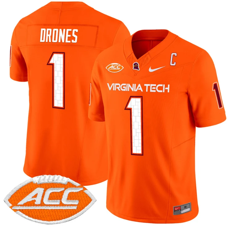 Kyron Drones Jersey #1 Virginia Tech Hokies Vapor Limited College Football Orange by My Store