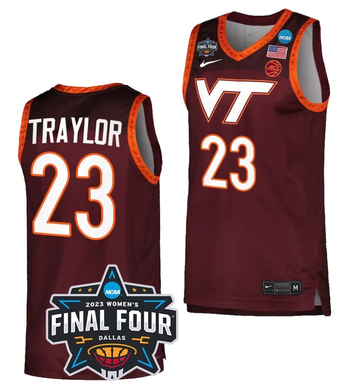 Kayana Traylor Jersey Virginia Tech Hokies College Basketball 2023 NCAA March Madness Final Four Maroon #23 by My store basketball