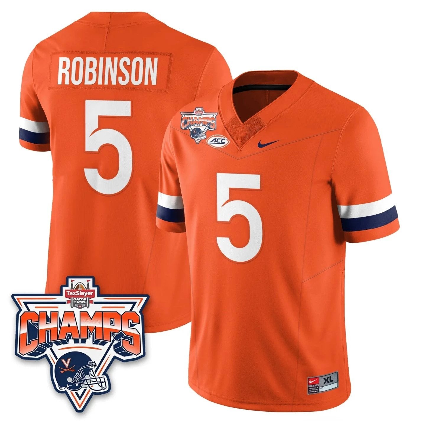 Kam Robinson Jersey #5 Virginia Cavaliers 2025 Gator Bowl Champions Stitched by My Store NCAA Football Jerseys