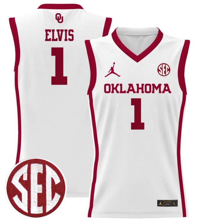 Kobe Elvis Jersey #1 Oklahoma Sooners 2024 Lightweight Basketball White by My store basketball