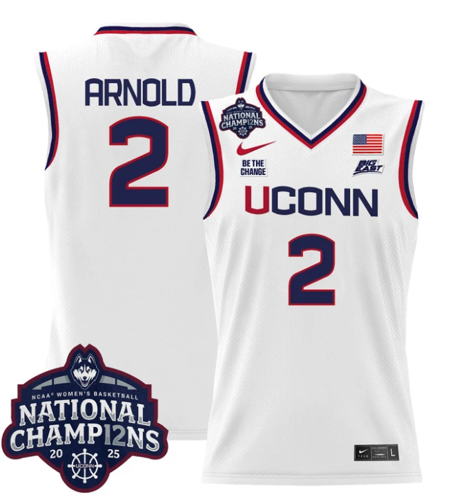 KK Arnold Jersey #2 UConn Huskies 2025 National Champions Patch White by My store basketball