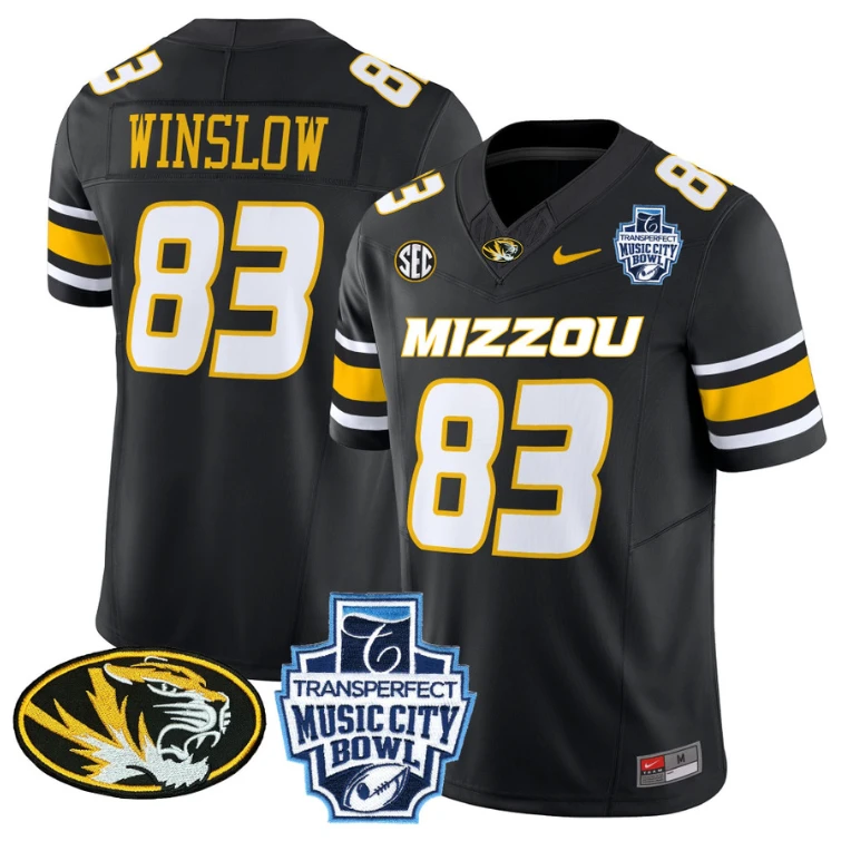 Kellen Winslow Jersey #83 Missouri Tigers 2024 Music City Bowl Black by NCAA Football Jersey