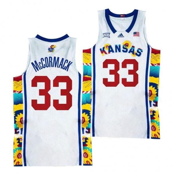 Kansas Jayhawks #33 David McCormack Jersey 2022 Sunflower Showdown White Basketball Jerseys by My store basketball