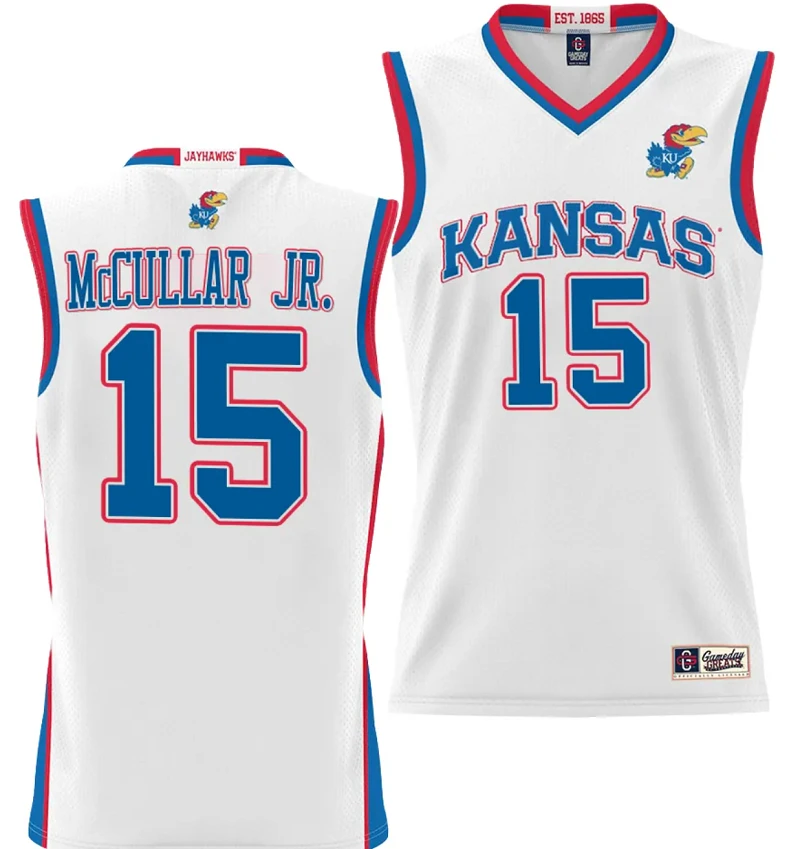 Kevin McCullar Jr Jersey #15 Kansas Jayhawks NIL College Basketball Lightweight White by My store basketball