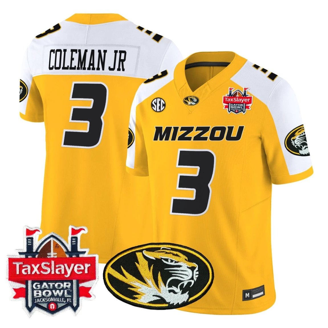 Kevin Coleman Jr Jersey #3 Missouri Tigers 2025 Gator Bowl Vapor Stitched by My Store NCAA Football Jerseys