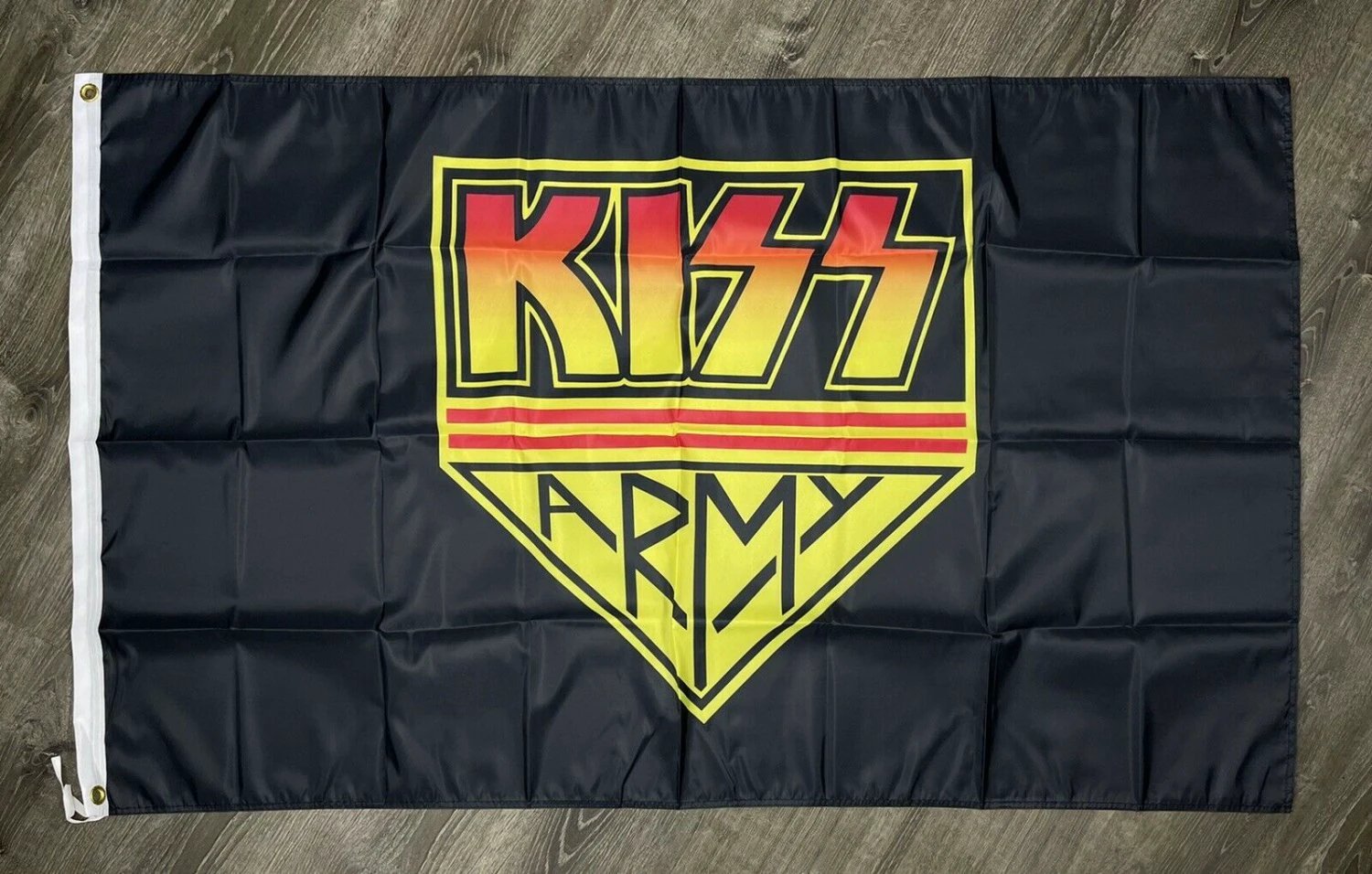 KISS Flag 3x5 ft Black Banner Rock and Roll Music Band Wall Garage Man-Cave by flagsjustdoit