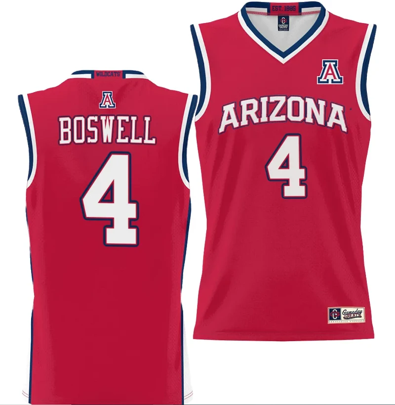 Kylan Boswell Jersey #4 Arizona Wildcats NIL College Basketball Lightweight Red by My store basketball