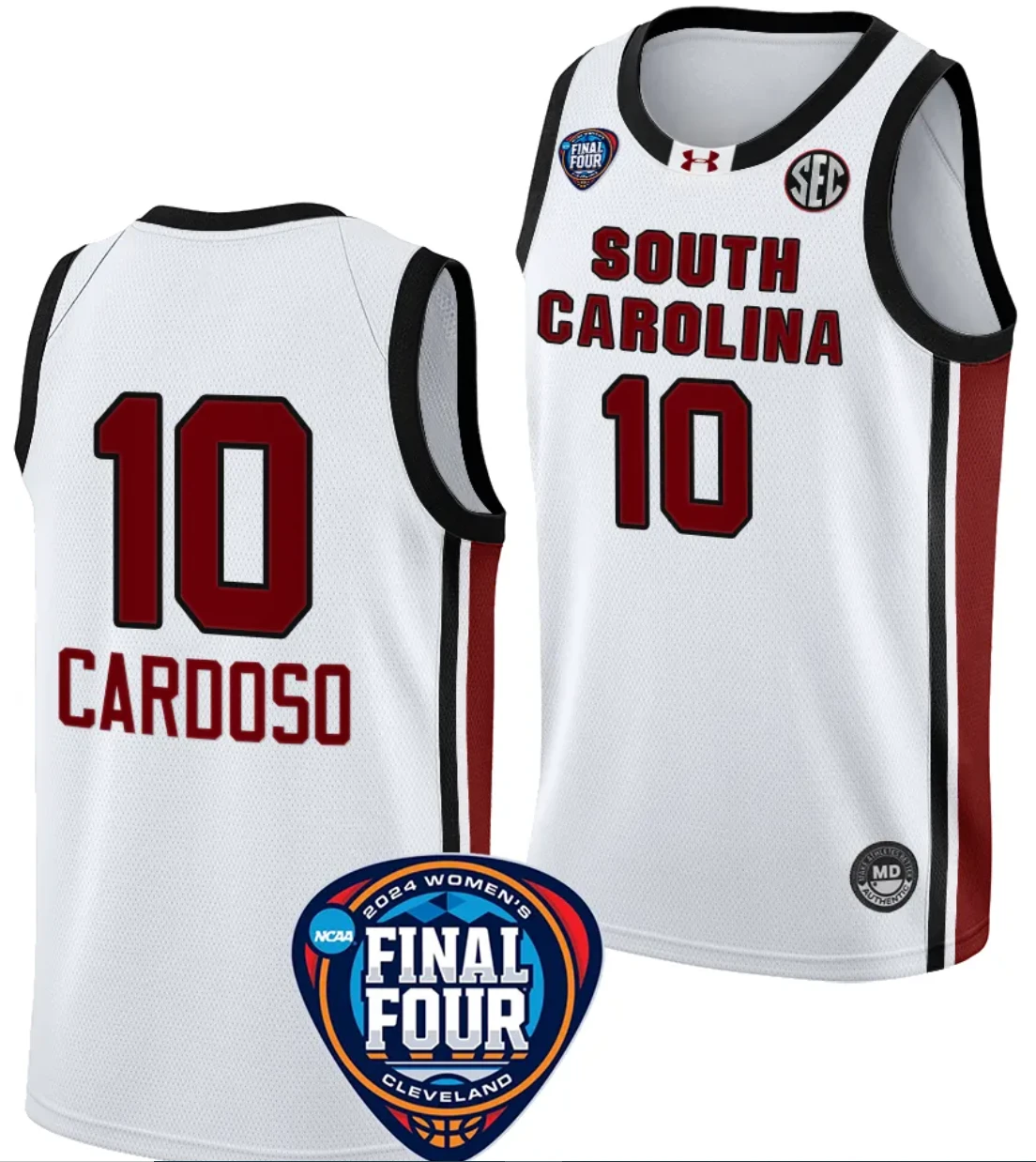 Kamilla Cardoso Jersey #10 South Carolina Gamecocks Basketball 2024 NCAA March Madness Final Four White by My store basketball