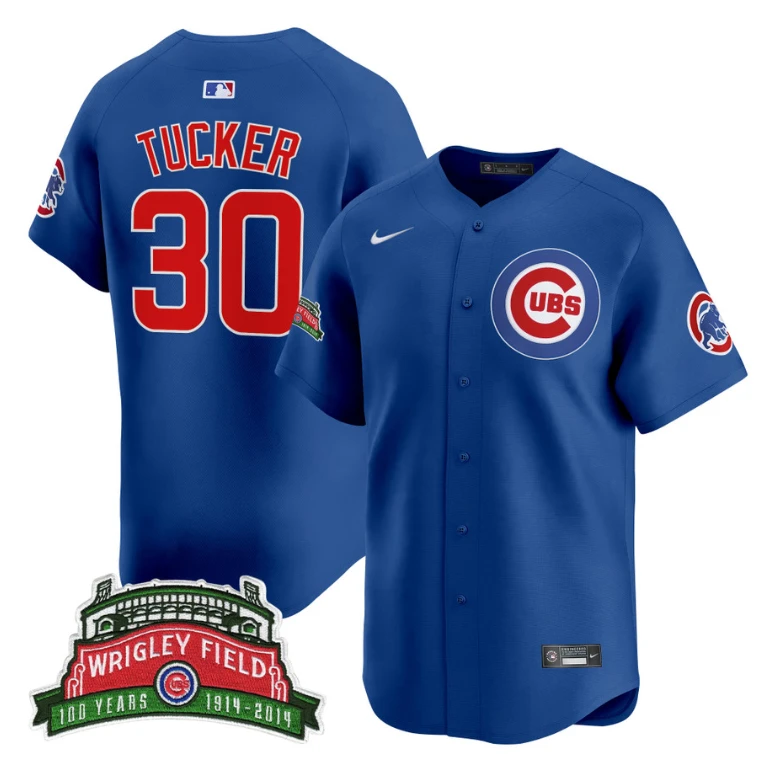 Kyle Tucker Jersey #30 Chicago Cubs Wrigley Field Style Vapor Premier Limited All Stitched Royal by My Store