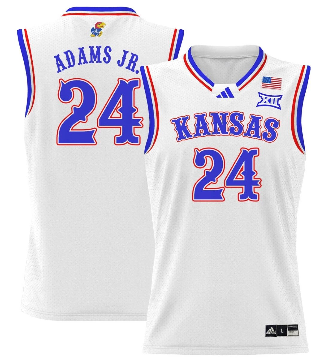 KJ Adams Jr Jersey #24 Kansas Jayhawks 2024 Lightweight Basketball White by My store basketball