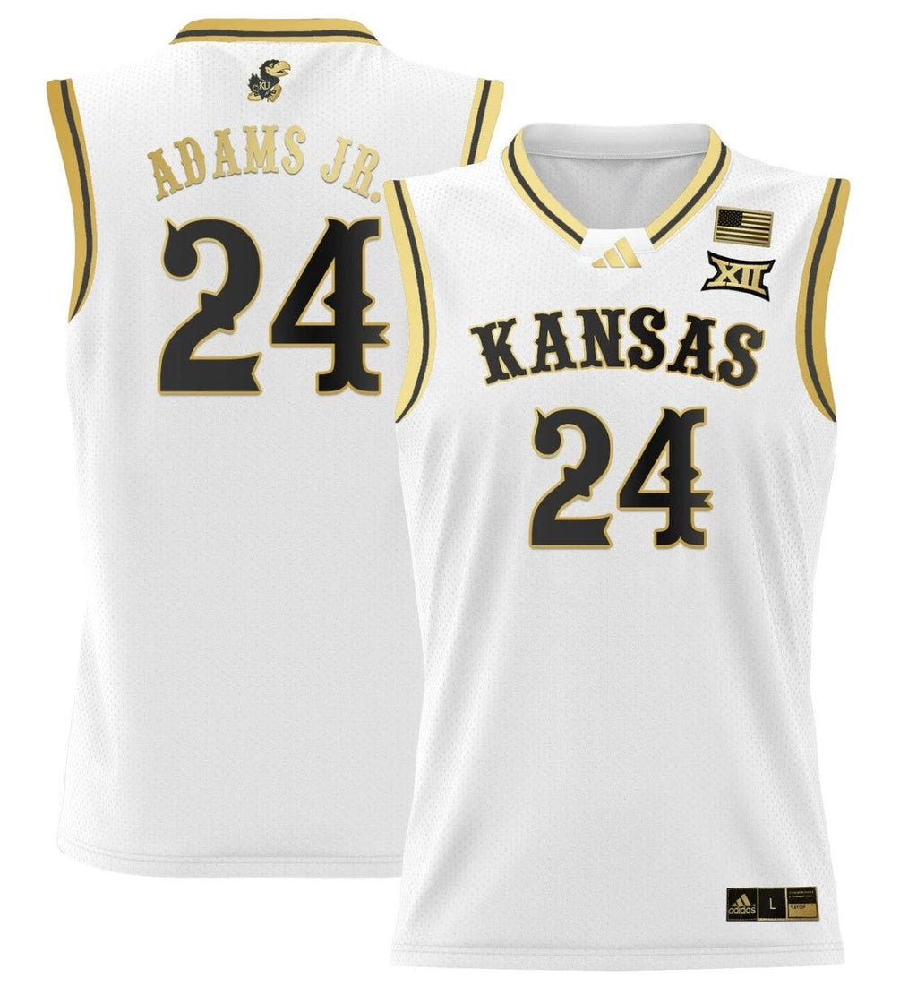 KJ Adams Jr Jersey #24 Kansas Jayhawks 2024 Lightweight Basketball White Gold by My store basketball