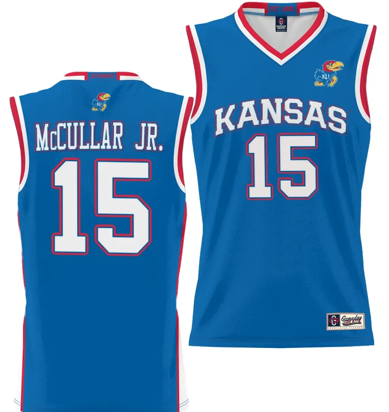 Kevin McCullar Jr Jersey #15 Kansas Jayhawks NIL College Basketball Lightweight Royal by My store basketball