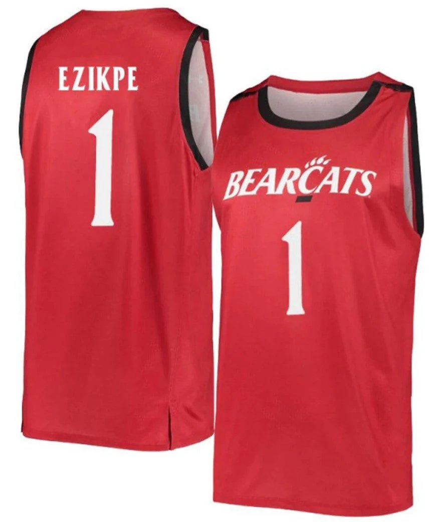 Kalu Ezikpe Jersey Cincinnati Bearcats College Basketball Red #1 by My store basketball