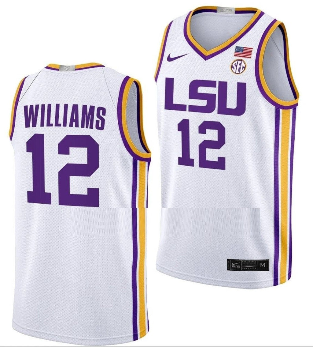 KJ Williams Jersey LSU Tigers College Basketball Limited White #12 by My store basketball