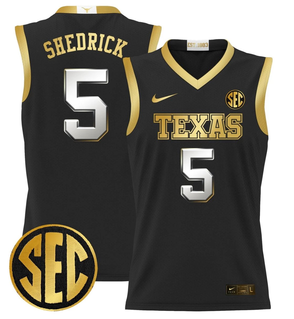 Kadin Shedrick Jersey #5 Texas Longhorns 2024 Lightweight Basketball Black Gold by My store basketball